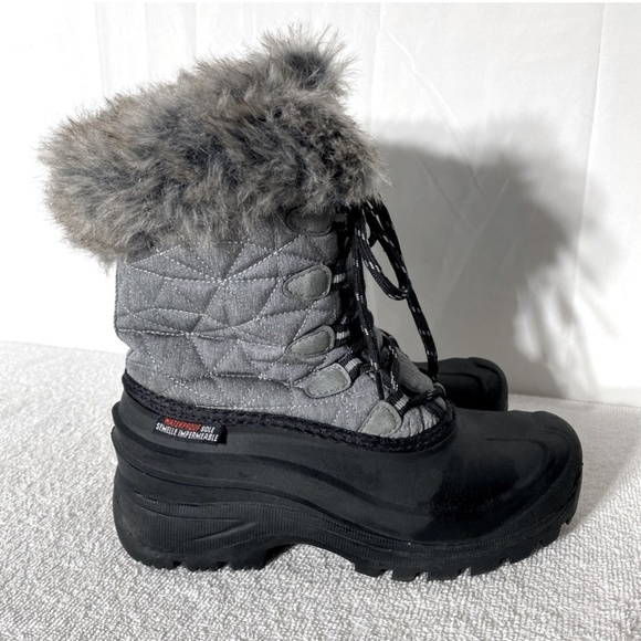 Ice Fields Grey Insulated Mid Calf Winter Boots With said Fur Trim 7 - Picture 1 of 14